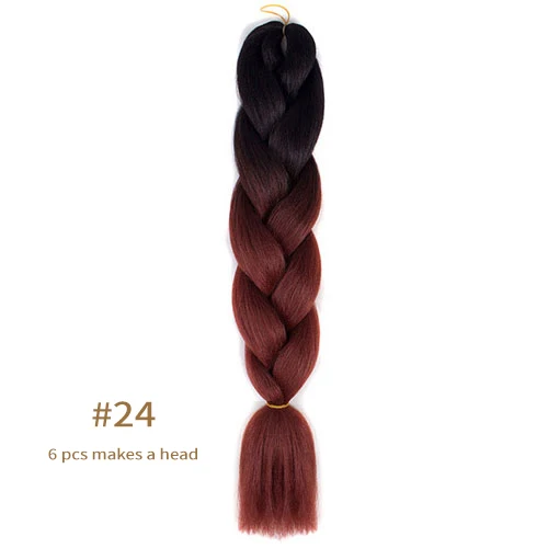Synthetic jumb Braids Ombre Braiding Hair Extension Box Braid Hair Pink Purple Yellow Golden Colors hair 24inch kanekalons hair B24
