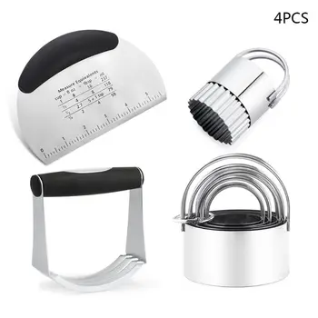 

Set of 4 Biscuit Cutter Dough Cutter Cookie Mold Stainless Steel Kitchen Baking Tools Accessories