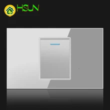 US Tempered Glass Gray 118 Type Switch Socket 1/2/3/4/5/6/7/8 Gang 2 Way Switch Real Glass LED Guide Light Mounting Boxes