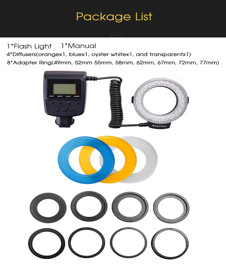 BAODELI блогер Anualar Led Макросъемка Anillo кольцо вспышка света Hinglight для камеры Dslr Canon Pentax Nikon sony Olympus