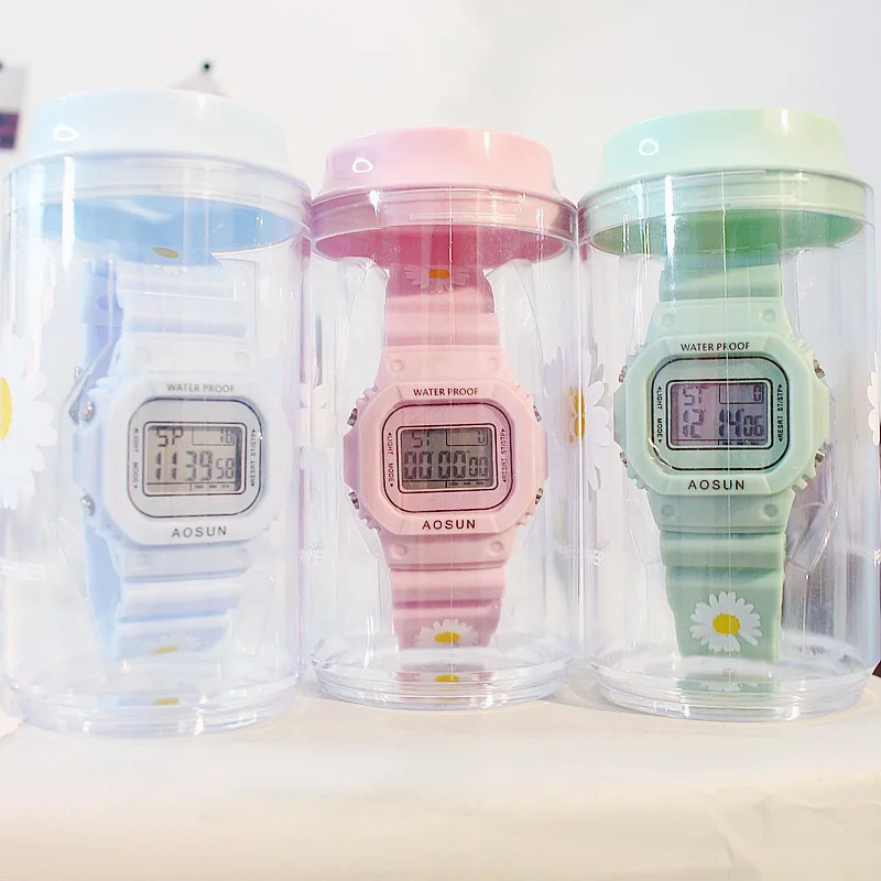 Candy Color Little Daisy Sports Electronic Watch for women Multifunctional Waterproof Students Sports Digital watch Female Clock afbeelding