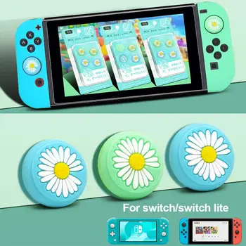

4PCS Flower Pattern Thumb Grip Caps Soft Comfortable Cute Joystick Caps Replacement Controller Cover for Nintendo Switch Lite