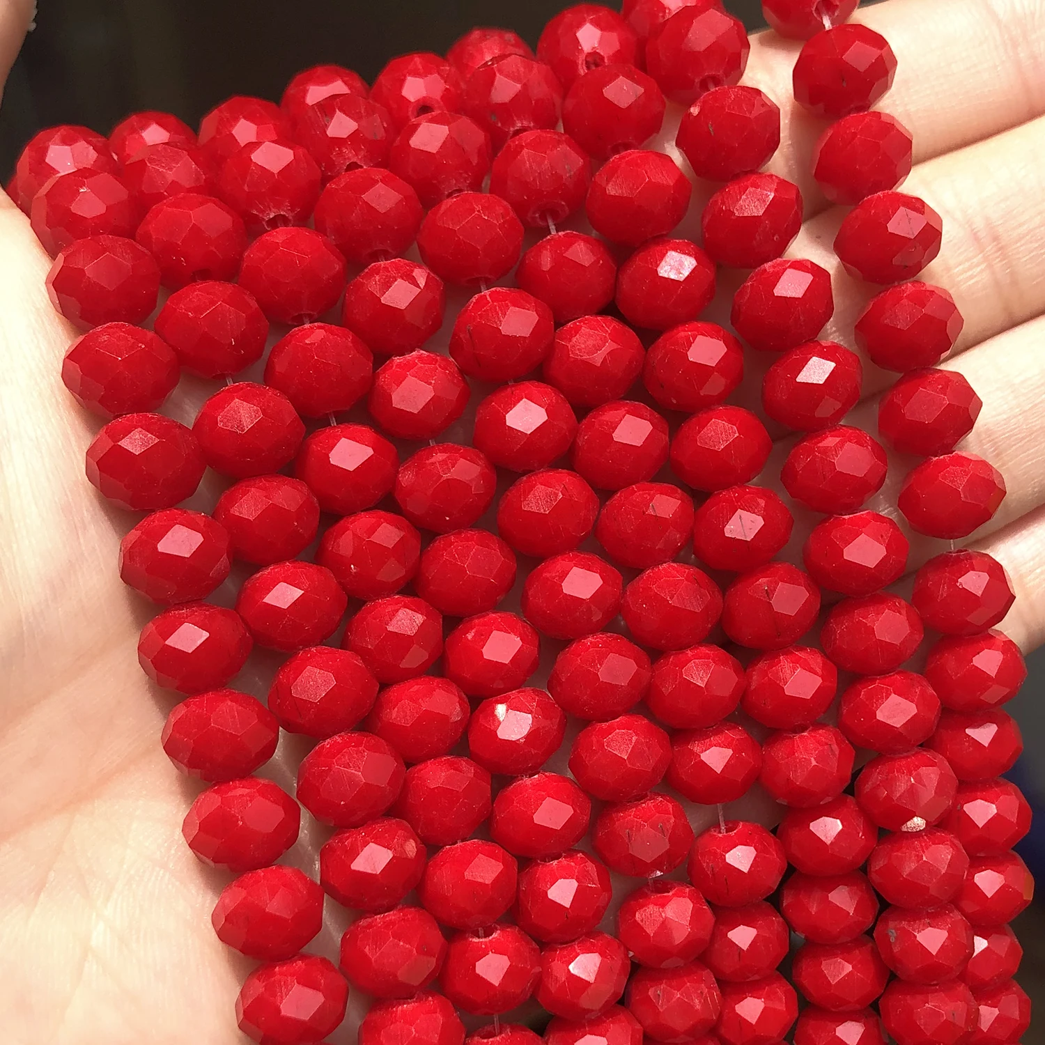 Pierre naturelle boulier à facettes jade rouge perles rondelles en vrac pour la fabrication de bijoux DIY Bracelet boucles d'oreilles résultats 15 ''3 4 6 8mm