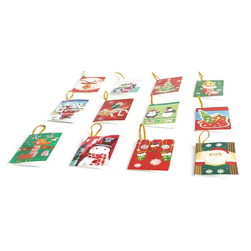100pcs Christmas Party Greeting Card Printed Cartoon Christmas Beautiful Elegant Greeting Card Xmas Party Supplies A35