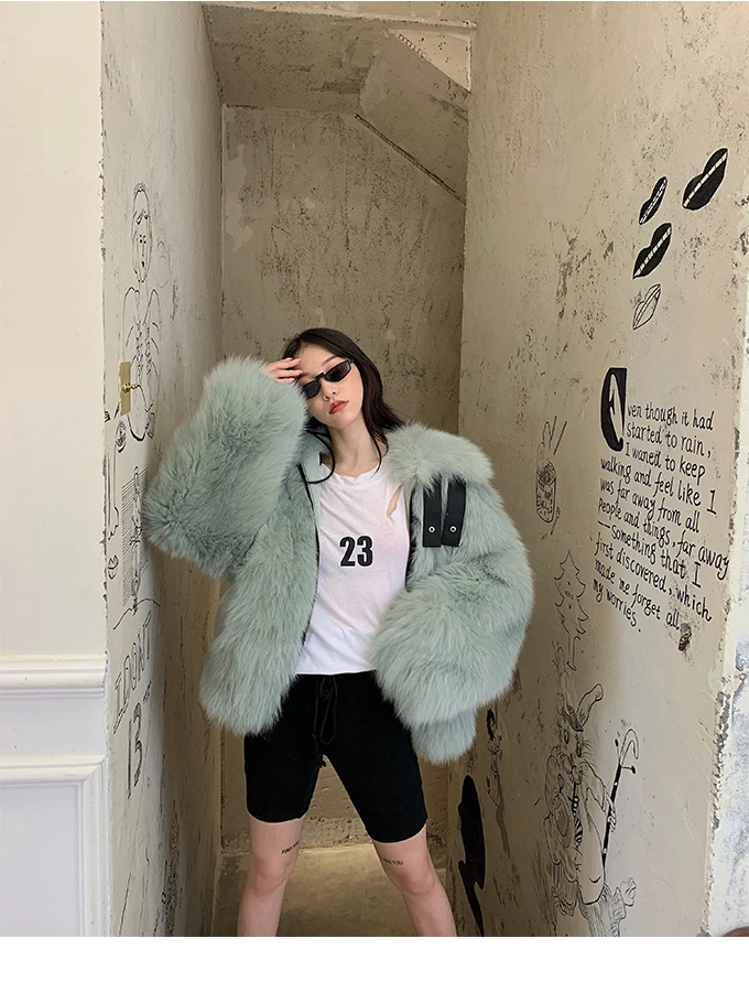 Two sides wearing autumn and winter imported fox fur grass coat female Korean Streetwear real fox fur coat New