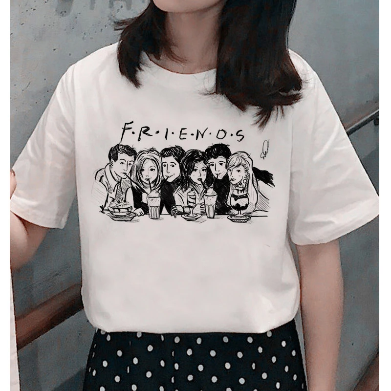 Футболка friends tv show, футболка, топ, футболка, женская, femme ulzzang, Футболка Harajuku, повседневная, винтажная, с принтом, Забавная девушка