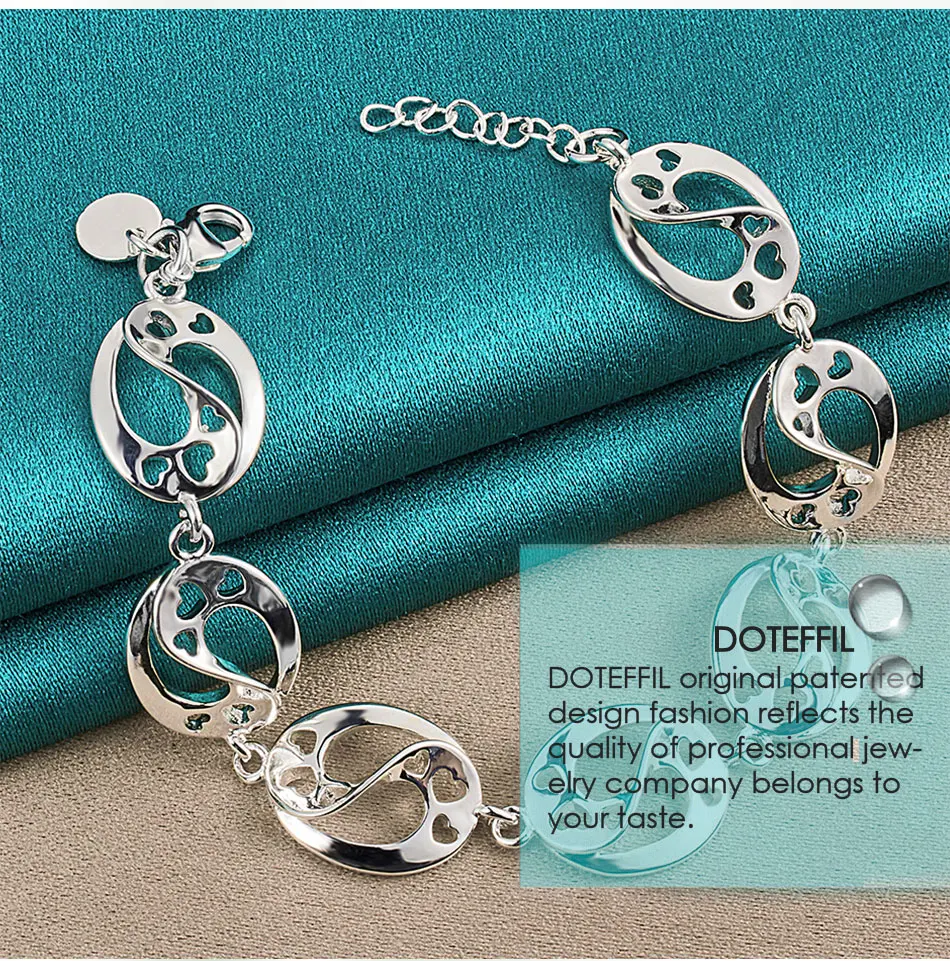 DOTEFFIL 925 Sterling Silber Liebe Herz Kette Armband Für Frauen Mode Hochzeit Verlobung Party Charme Schmuck – Detail 6
