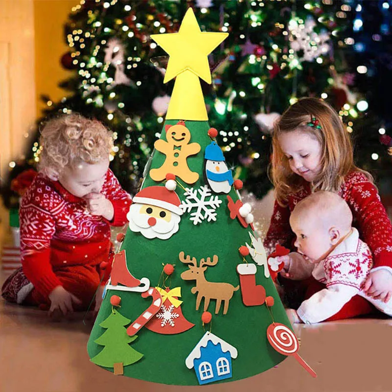 

2020 DIY Felt Christmas Tree for children toys New Year Kids Gifts Fake Tree Xmas Christmas Party Home Decoration Ornaments