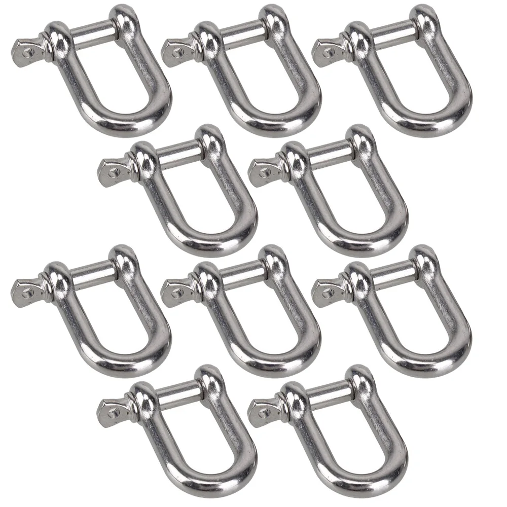 

M6 D Type Shackle Short Paragraph Rigging 304 Stainless Steel 1/4 inch Shackle Hooks boat rigging hardware Pack of 10