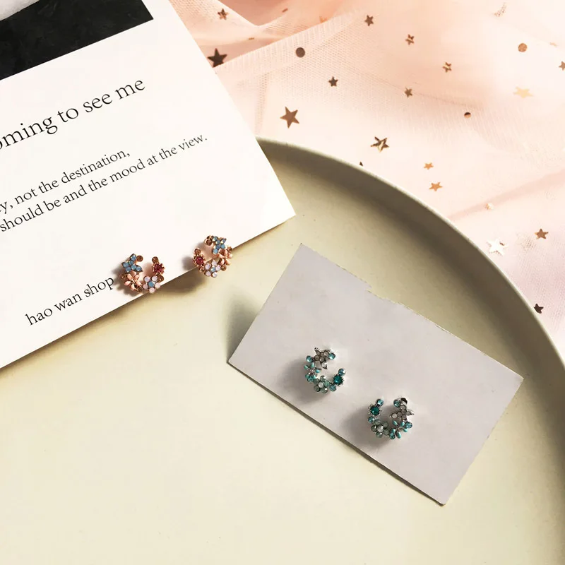 

New fancy delicate melting flower stud earring temperament female Korean earring women jewelry