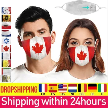 

National Flag Cotton Mask Spain Flag Print Masque Windproof Anti Dust Mouth-muffle Reusable with Filter PM2.5 Protector Masque