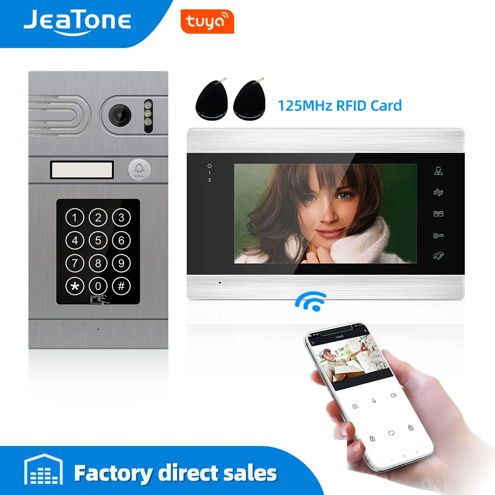 Tuya Smart App Remote Control WiFi IP Video Door Phone Video Intercom Access Control Motion Detection Code Keypad with RFID Card
