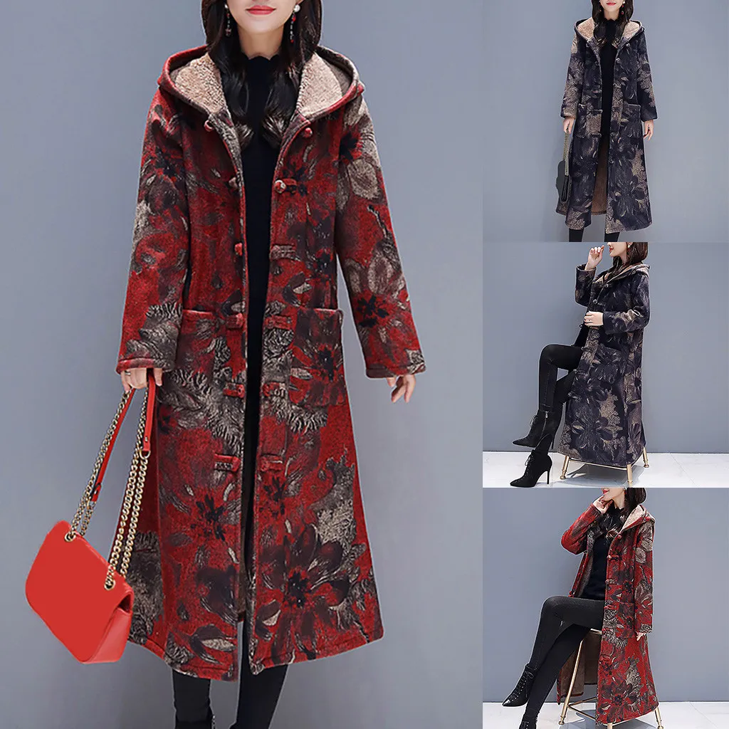 Abrigos mujer invierno зимнее женское пальто с длинным рукавом, винтажное флисовое плотное пальто на пуговицах, длинное пальто, верхняя одежда