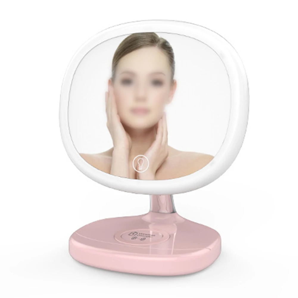 

5W Bedside Accessory Touch Control Dressing Table Tools Led Desktop Dimmable Wireless Charger Makeup Mirror Lamp Free Standing