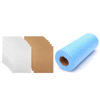 

Kitchen Disposable Towels Cloth-Like Cleaning Towel (1 Roll) with 220 Pcs Parchment Paper Sheets 12 x 16 Inches