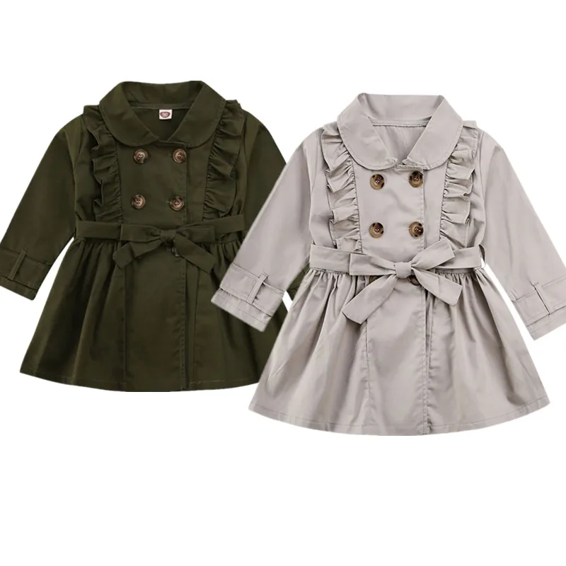 Spring 3-7Years Kids Baby Girls Trench Coat Autumn Jacket Windbreaker Outerwear Solid Coats | Детская одежда и обувь