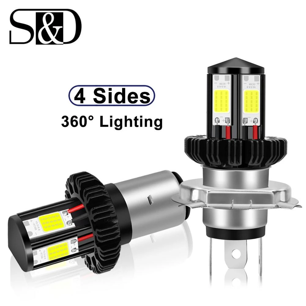 Motorcycle Headlight Led Ba20d H6 H4 Bulbs Hi Lo Beam Moto Led