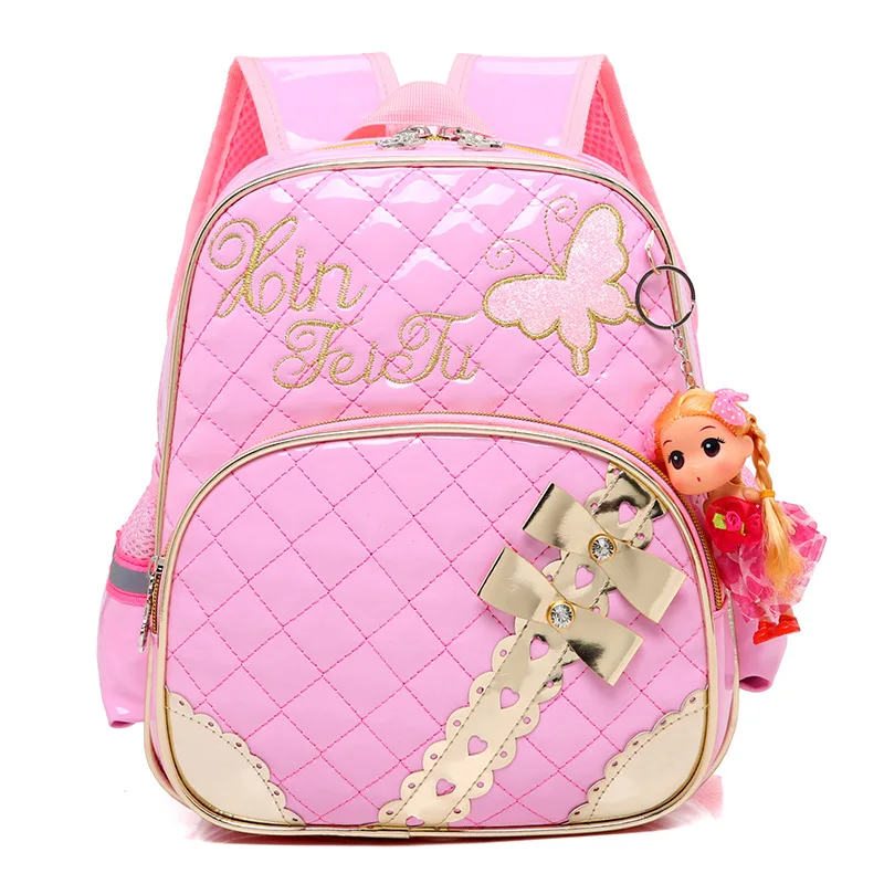 

New Style Kindergarten School Bag GIRL'S Korean-style PU Leather Bright Surface Waterproof Anti Lost Children Backpack Top Grade