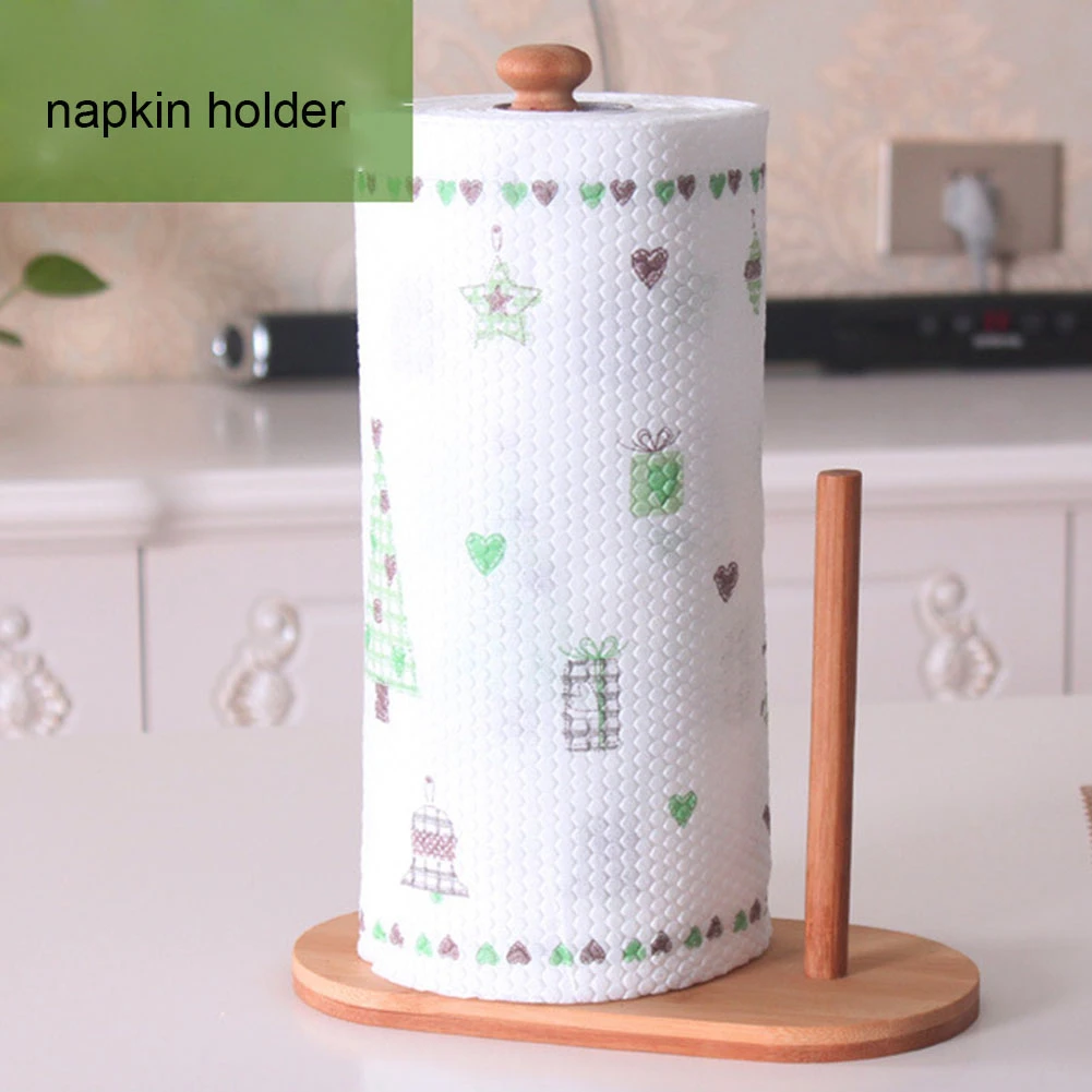 

Kitchen Rubber Wood Paper Towel Holder Kitchen Tissue Holder Household Roll Paper Stand Tool for Home Storage New F24
