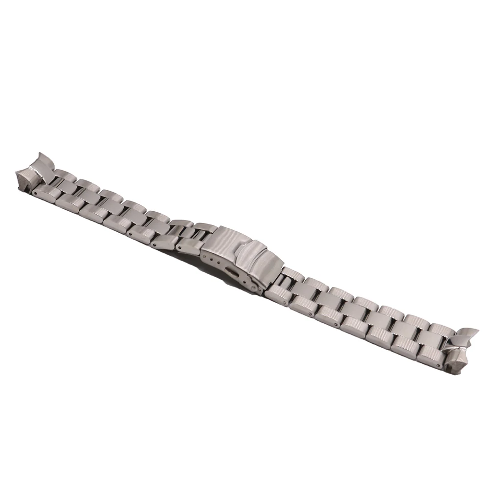 CARLYWET 22 мм Серебряный твердый загнутый конец с заменой звеньев ремешок для часов браслет двойной застежкой для Seiko