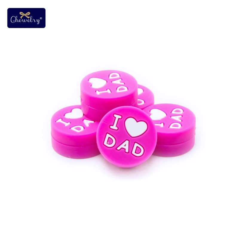 Dad Hot Pink 5 шт. детский Прорезыватель жевательные бусины DIY Браслеты для кормления ожерелье пищевой Перл силиконовые бусины прищепка для соски цепь Товары для малышей - Цвет: Dad Hot Pink