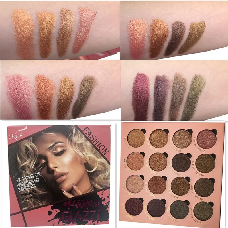 16 Color Matte Pearlescent Eye Shadow Plate Beauty Female Eye Cosmetics Lasting Glitter Eye Shadow Cosmetic Tools
