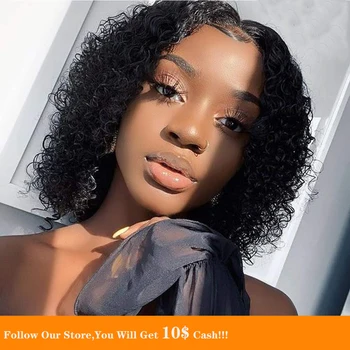 

13X4 Lace Front Human Hair Wig Black Short Bob Closure Wig Natural Hairline Glueless Free For Brazil Wig Small Average Cap Size