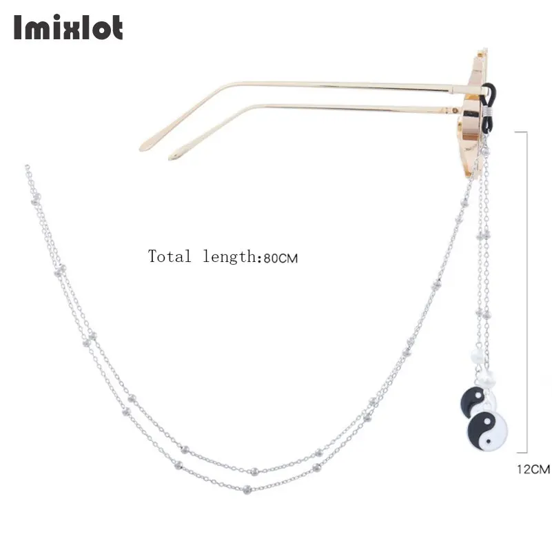 Fashion Chic Womens Taiji Pendant Eyeglass Chains Sunglasses Reading Beaded Glasses Chain Eyewears Cord Holder Neck Strap Rope