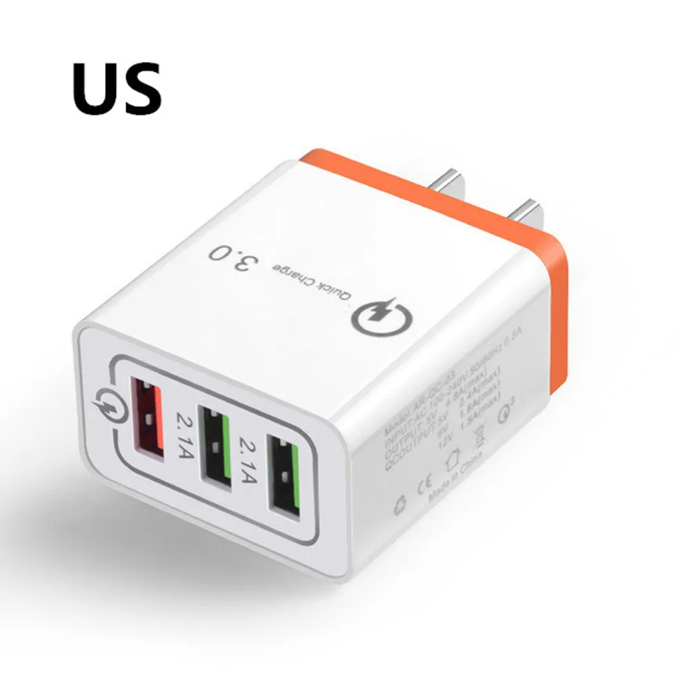 5 в 3 А Usb зарядное устройство Быстрая зарядка 3,0 адаптер быстрое зарядное устройство Qc3.0 зарядка Us Plug Eu настенный мобильный для Xiaomi Nokia Iphone samsung - Тип штекера: US  Orange