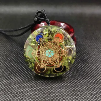 

Orgone Pendant Rainbow Crystal Stones Chakra Reiki Healing Energy Generator EMF Radiation Protection Orgonite Necklace