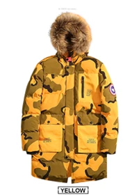 Камуфляжная парка, мужские пальто, зимняя куртка, Мужская утолщенная меховая верхняя одежда с капюшоном, теплое пальто, повседневное длинное Мужское пальто размера плюс 8XL - Цвет: Золотой