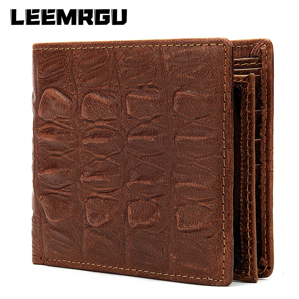 

Retro Brand Fashion Men's Wallet Leather Crocodile Embossed Leather Coin Purse Short Coins Tri-Fold High Quality Wallet