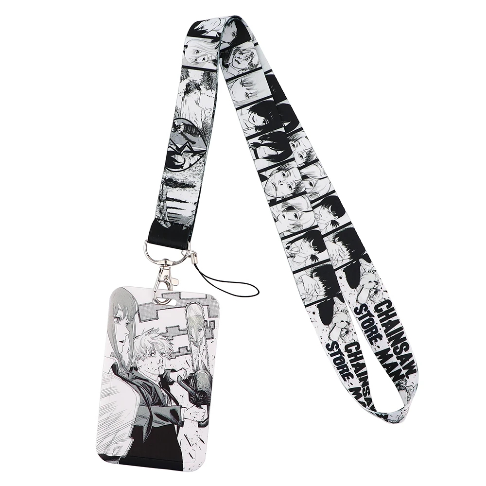 

Ransitute R2328 Chainsaw Man Lanyard Card Holder Student Hanging Neck Mobile Phone Lanyard Badge Subway Access Card Holder