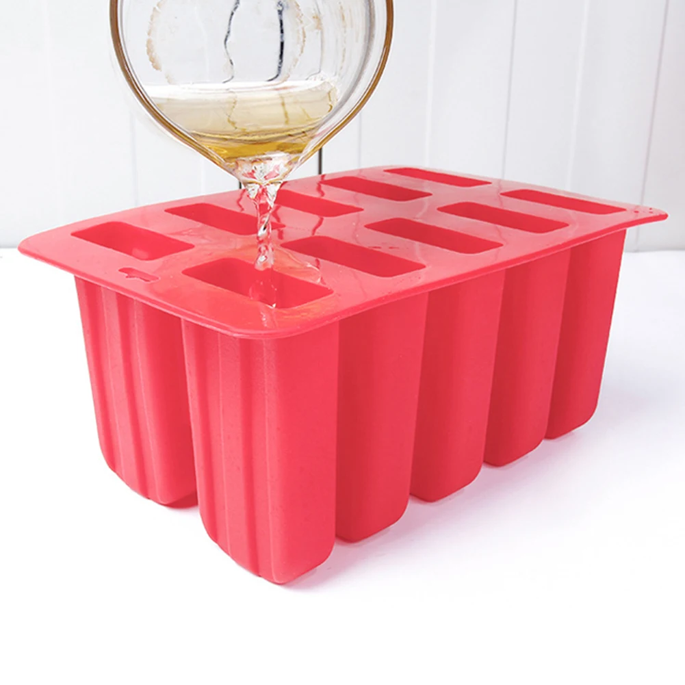 10-Grid силиконовые летние DIY Мороженое Плесень с 100 деревянный аппарат для изготовления палочек леденец плесень для мороженого