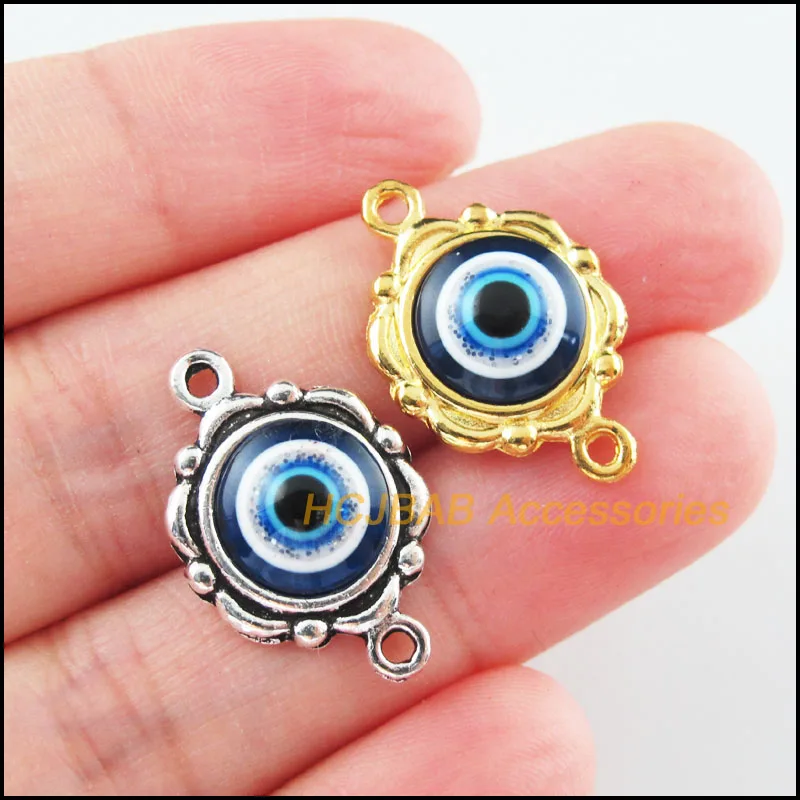 

15Pcs Gold Tibetan Silver Tone Round Eye Resin Charms Connectors 15.5x23mm