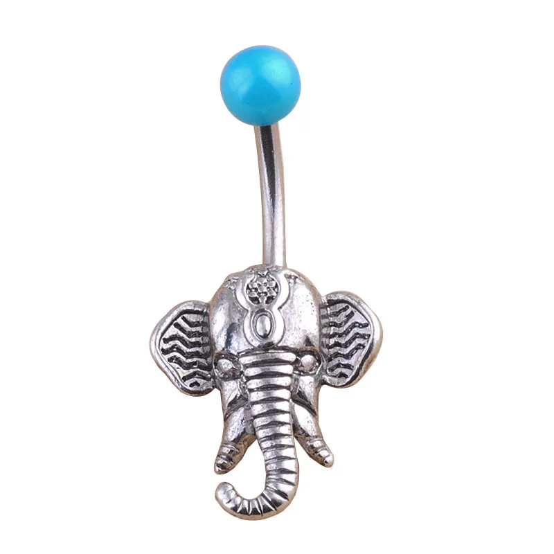 New Fashion Elephant Design Navel Belly Button Rings Steel Belly Bars