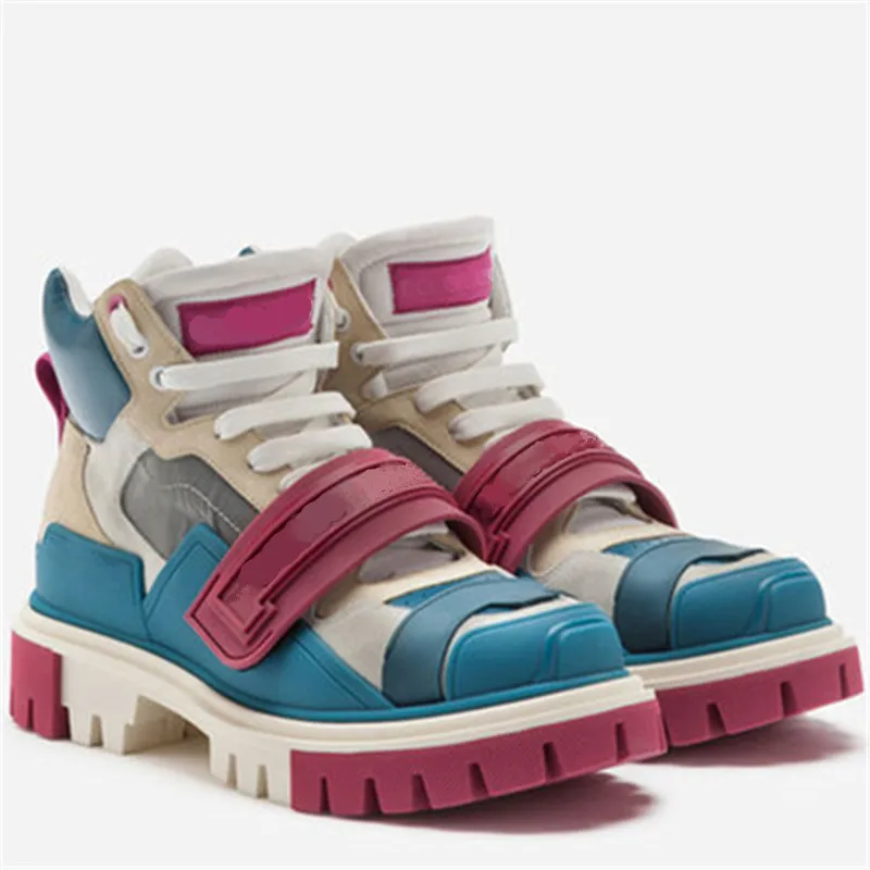 Ботинки; женская обувь с кольцом; Женская разноцветная кожаная обувь; Zapatos De Mujer; женская обувь на плоской подошве; ботинки на шнуровке с круглым носком; Новинка - Цвет: AS SHOW