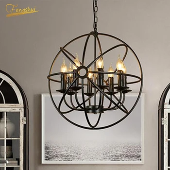 

American Retro LED Pendant Lamp Lighting Modern Industrial Decorative Pendant Lights Wrought Iron Art Decorative Hanging Lamp