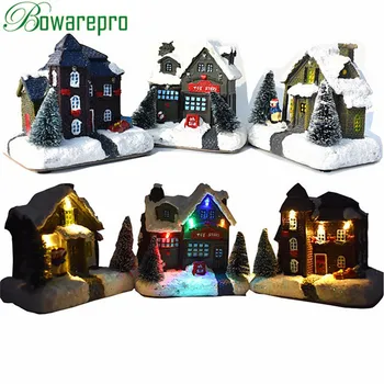 

2019 New Year Merry Christmas Scene Village Houses Town With Warm White LED Light Holiday Gifts Christmas Decoration For Home