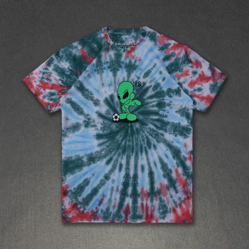 15 Ручная работа Трэвиса Скотта Astroworld фестиваль Run Tie Dye Tee T для мужчин и женщин 1:1 лучшее качество ASTROWORLD Трэвиса Скотта футболки - Цвет: 15