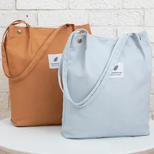 Женские холщовые однотонные вельветовые сумки на плечо многоразовая сумка для покупок упаковка сумки через плечо сумочки Складная Повседневная сумка