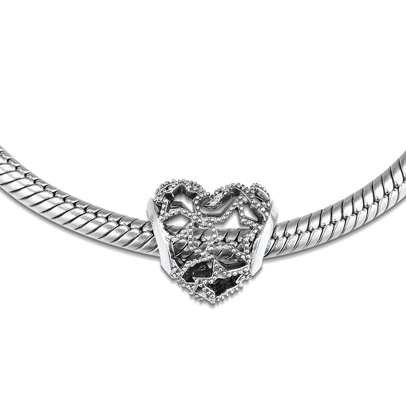 

Шармы подходят для ожерелий, браслетов, сердца и звезды, ажурные бусины 100% Стерлинговое Серебро 925 пробы, бесплатная доставка