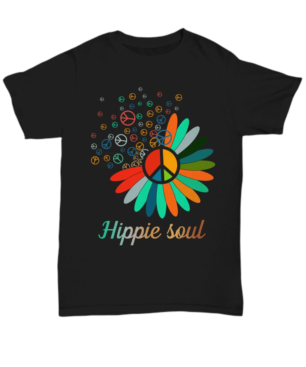 Love Peace Sign Hippie Soul T-Shirt Gift Women Freedom Life Flower Vibes Tops Tee Shirt Custom Printed | Мужская одежда