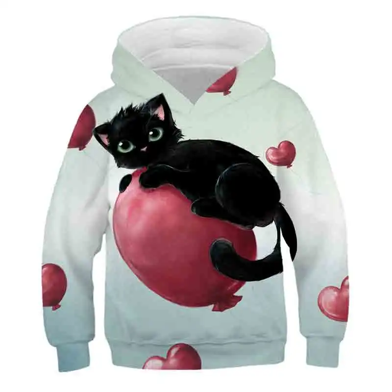 hoodie kid Girls Clothes Spring Summer Casual Boys Clothing Funny Cute Cat 3D Print Long Sleeve Sweatshirt Kids Children Fashion Tops baby hooded shirt