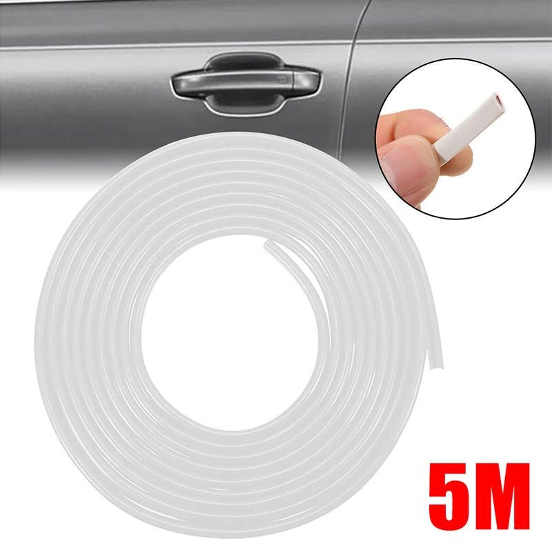 1pc Flexible Durable 5m White Car Door Edge Protector Trim Anti-scratch Protective Rubber Strip