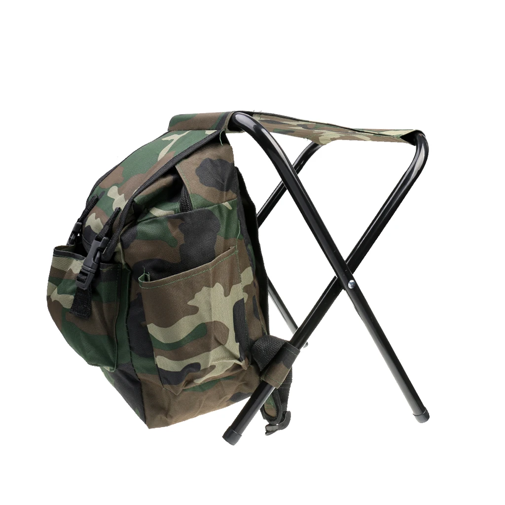 Hunting Fishing Tackle Backpack Bag Camping Foldable Stool Seat Chair - Camo | Спорт и развлечения