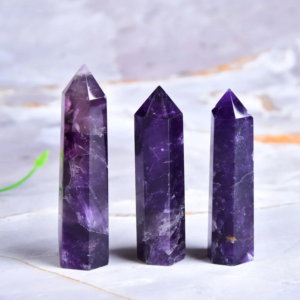 Natural Amethyst Crystal Healing Wand Quartz Point Crystal Stone Obelisk 1pc