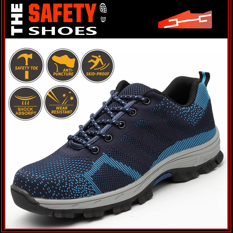

Men Safety Shoes Steel Toe Shoes Men Slip Resistant Breathable Safety Shoes With Metal Toe Indestructible Shoes Casual Sneakers