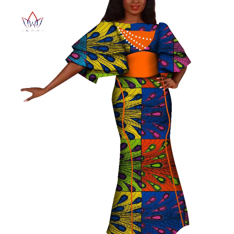 Дашики африканские платья для женщин Базен нигерийские элегантные африканские платья с принтом элегантное платье высокого качества BRW WY4229 - Цвет: 19