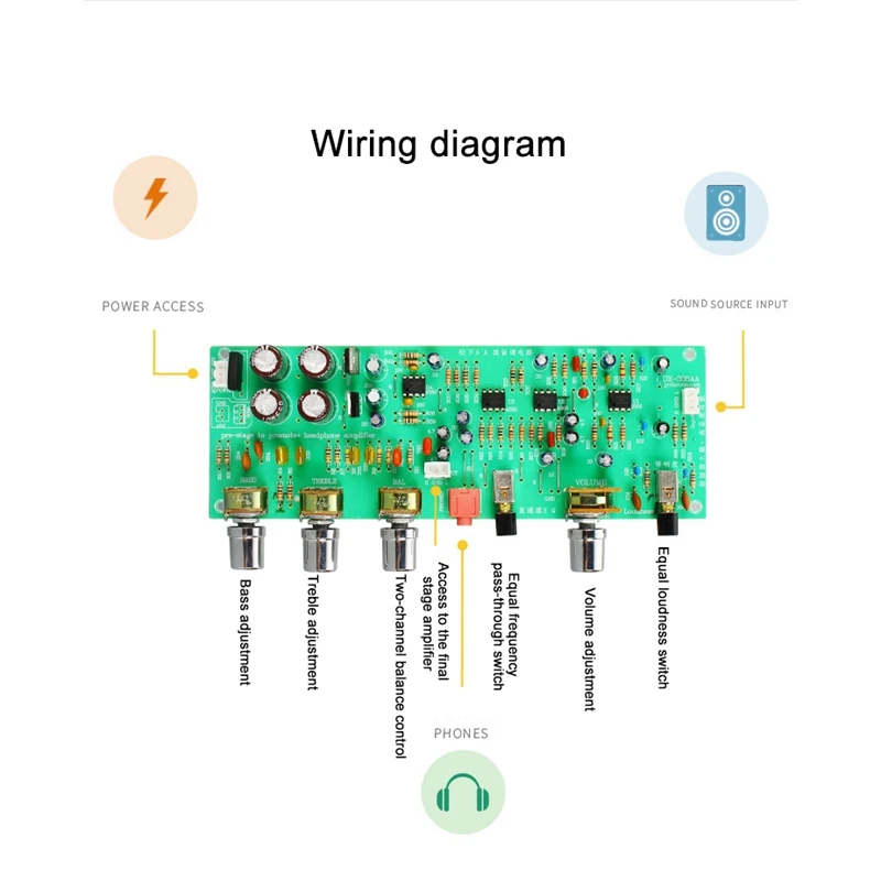 AAAE топ-двойной 12 в DX338A HIFI предусилитель тональная плата регулятор громкости басов доска предварительного усилителя Домашнее аудио